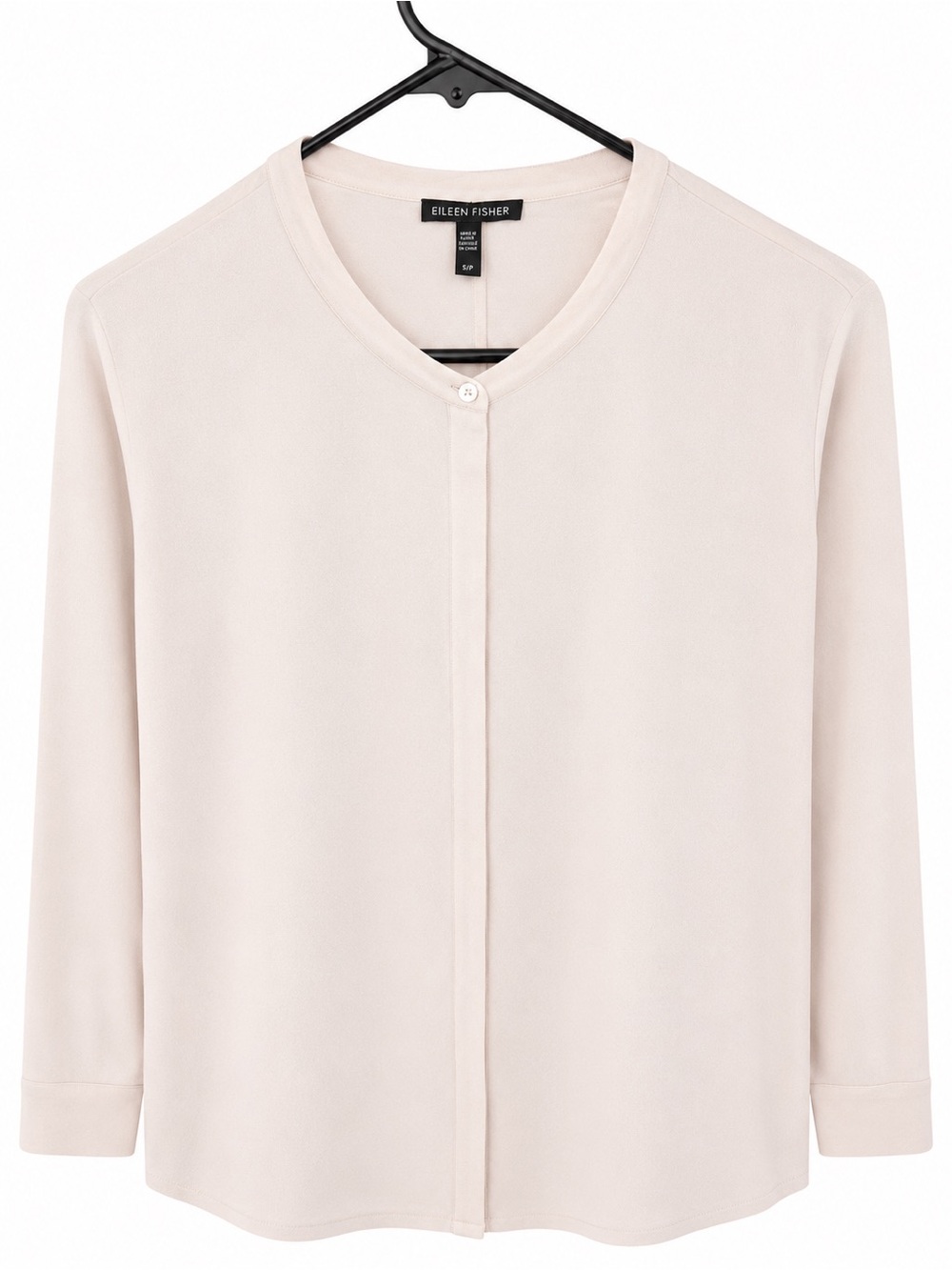 Eileen Fisher 100% Silk Blush Pink Hidden Button Blouse Size S 3/4 Sleeve EUC - Picture 2 of 8